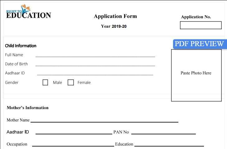 Gujarat RTE Admission Online Form PDF Download