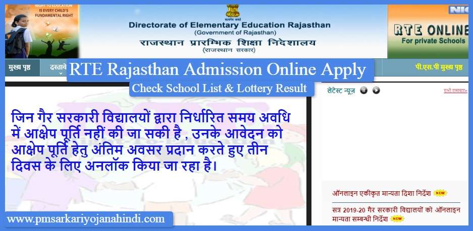 RTE Rajasthan Admission Online Apply