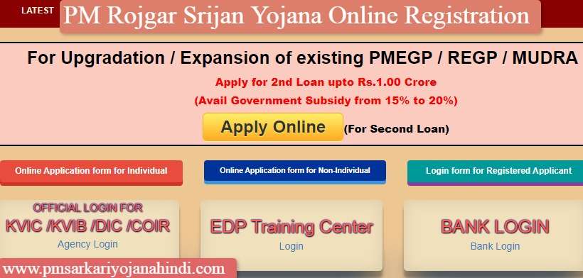 PM Rojgar Srijan Yojana Registration Process In Hindi