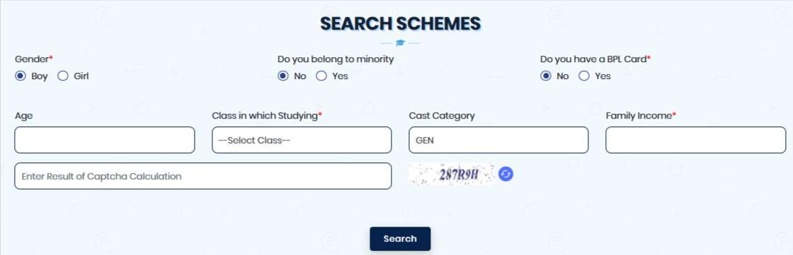 Shala Darpan Portal Search Schemes