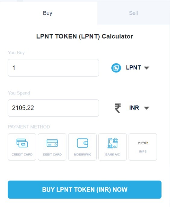 LPNT TOKEN (LPNT) Calculator