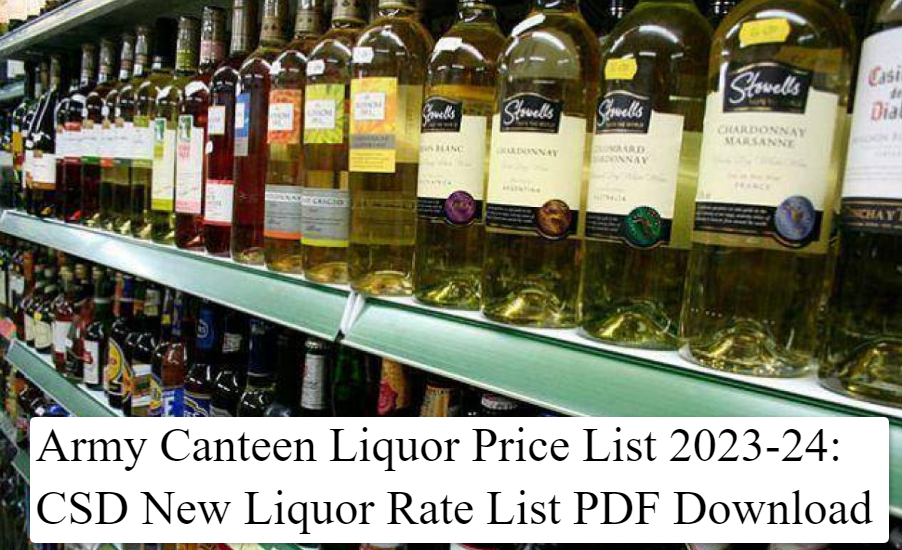 Army Canteen Liquor Price List