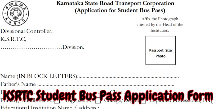 KSRTC Student Bus Pass Application Form