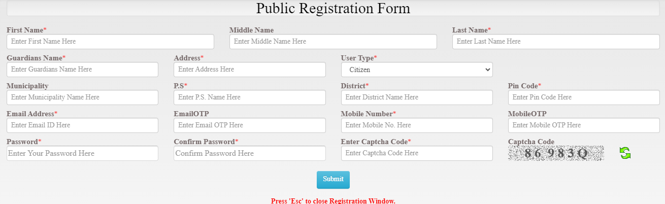 Banglarbhumi Signup Registration Form