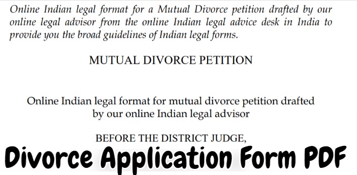 Divorce Application Form PDF
